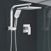 ACA 10" Square Shower Head With Mixer Tap Set 3-Mode Handheld WELS Chrome