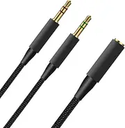 Headphone Splitter 2 in 1 Y Splitter Audio Extension Cable Compatible With HyperX Cloud II/Alpha/Flight/Silver/CloudX Series, 6.5FT
