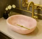 Rose quartz sink Pink stone sink Rose quartz vessel sink crystal sink bowl