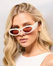 [Aire] Aire Women's Taurus Sunglasses in Ivory/Brown One Size Ivory/Brown