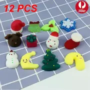 12PCS Mini Christmas Squishies Kawaii Mochi Squeeze Toy Stretch Stress Squishy