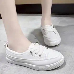 ZUCAS - 小白鞋懶人鞋休閒鞋白色平底帆布鞋~正常 - CF-8700