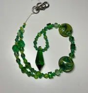 Beaded Suncatcher Rearview Mirror Ornament Yellow Green Crystal Prism Car Charm