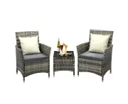 Livsip Outdoor Furniture Set 3 Piece Wicker Outdoor Chair Side Table Garden Furniture