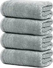 [Tens Towels] Large Bath Towels, 100% Cotton, 30 x 60 Inches Extra Large Bath Towels, Lighter Weight, Quicker to Dry, Super Absorbent, Perfect Bathroom Towels (Pack of 4, Cool Grey)