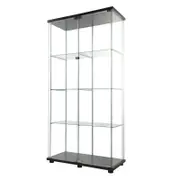 Stacked 4-Tier Double Glass Storage Display Cabinet