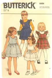Vintage Butterick Pattern 6494 - Girls' Dress & Jumper - (Size 6)