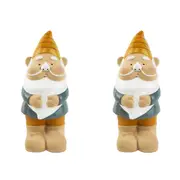 2x Urban 24cm Ceramic Gnome Statue Garden Ornament Outdoor Decor Yellow/Blue