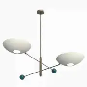 Retro Mid Century Modern Atomic Ceiling Light | Dual Shade Space Age Chandelier