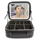 Travel Makeup Bag with LED Lighted，Make up Case with Mirror 3 Color Setting C...