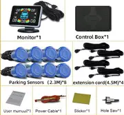 8 Parking Sensor Parktronic Car Automobile Reversing Backup Radar Electronics Rear Auto Detector Backing Assistance Kit Buzzer Sky blue