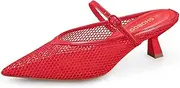[SHOBOO] Women's Pointed Toe Kitten Heels Mesh Dress Sandals Slip On Pump Shoes with Strap for Casual Party Office