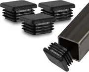 3” (76.2mm) Outer Perimeter Ribbed Plastic Hole Plugs, Square Black Metal