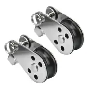 Alomejor 2pcs Sailing Pulley Heavy Duty Stainless Steel Nylon Pulleys Small FF
