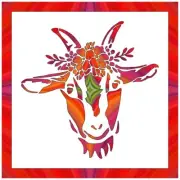 8"x8" Clear Plastic Stencil - Floral Goat (MCA14) Free Shipping