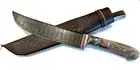 UZBEK NATIONAL KNIFE PCHAK HQ 100% HANDMADE DAMASCUS STEEL HORN (ARHAR) (646)
