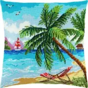 Tapestry Pillow Cover DIY kit "Paradise" Needlepoint kit Printed canvas