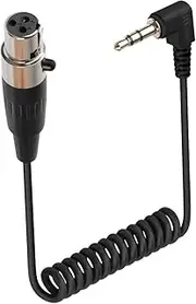 RIIEYOCA 3.5mm to Mini XLR Coiled Cable, Right Angle 3 Pin Mini XLR Female to 1/8 Inch mini Jack TRS Stereo Male Microphone Audio Cable for MP3 Players,Phones,Speakers（50CM/1.65FT）