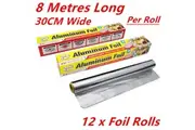 12 x Aluminium Foil Wrap Roll Catering Kitchen (8 Meters Long x 30CM Wide) Bulk Buy