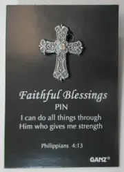 EE1 October I can do all things FAITHFUL BLESSINGS CROSS BIRTHSTONE PIN ganz
