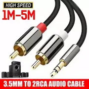 3.5mm Female to 2 RCA Male Plug Aux Audio Headphone Jack Converter Adapter Cable