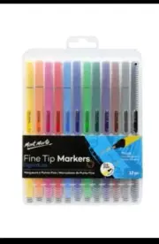 Mont Marte 0.4MM 12pk Fine Tip Quick Dry Asst Colors Markers Tri Grip in Case
