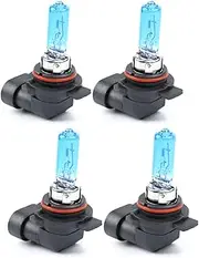 4PCS 9012 Hir2 Halogen Headlight Bulb Super White 12V 100W Blue Xenon Car Headlight 6000K Auto Halogen Bulb Clear Quartz Glass Car Lights (9012 Hir2 100W)