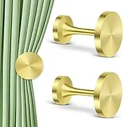 KOLAKO Curtain Holdbacks, Gold Curtain Tie Backs Hooks Metal Round Medallion Drapery Curtain Holdbacks Holders Wall Mounted Tassel Curtain Pull Backs for Heavy Drapes, 1 Pair