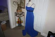 NEW Aidan Mattox Strapless Jersey Evening Formal Dress Gown Neptune Blue, Size 6