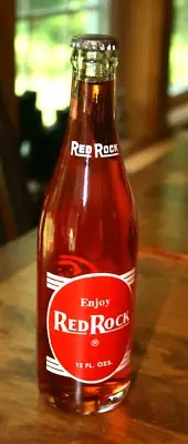 Vtg old Red Rock Strawberry Soda Bottle Full 12 oz mint graphics