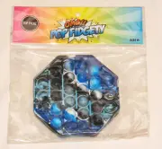 PUSH POP SILICONE SENSORY FIDGET TOY ANXIETY STRESS RELIEF Blue black octagon