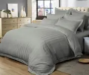 Fabric Fantastic 1000TC Ultra Soft Striped Duvet/Doona/Quilt Cover Set Queen/King/Super King Size-Grey