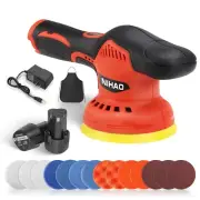 NIHAO - 5 Inch Cordless Car Buffer Polisher with 2PCS 12V 2000mAh Rechargeabl...