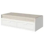 BRIMNES day-bed w 2 drawers/2 mattresses, white/Vannareid extra firm, Single