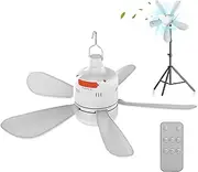 Camping Ceiling Fan With Light & Remote | Outdoor Gazebo Tent Fan With Adjustable Speed | Portable Cooling Device For Camping, Hiking, Travel & Patio – Quiet Hanging Fan For Tents & Outdoor Use