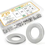 275PCS Washers Assortment Kit Thickened 304 Stainless Steel Flat Washers for