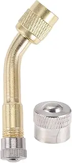 X AUTOHAUX 1 Set 60mm Tire Valve Extension with Leak-Proof Air Cap Universal Copper 135 Degrees Tyre Valve Inflation Adapter for Most Cars Truck