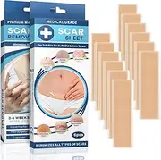 Silicone Scar Patche - Healing Keloid, C-Section, Tummy Tuck, stretching mark, Surgery Scars Treatment Straps - 5.7"x1.57" 12 pcs (2 Packs)