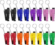16 Pieces Car Window Breaker Tool, 3 in 1 Seat Belt Cutter and Window Glass Breaker Keychain and Survival Whistle, Vehicle Emergency Safety Device for Driver, Family