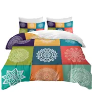 Multi Colored Panel and White Mandalas Quilt Cover