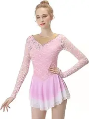 [Zagitova] Figure Skating Dress for Girls and Women Sparkling Rhinestones Long Sleeves Ice Skating Dress for Winter Sports