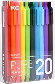 Kaco PURE Colored Gel Pens 0.5mm 20 Pieces Set Colorful Multi-color Ink Fine Point Comfort Grip Quick Drying Pens for Journaling Note Taking