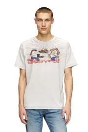 [Diesel] Diesel - T-shirt with rhinestone graphic - T-Shirts - Man - Grey XL Grey