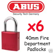 Red Fire Brigade Padlocks - Fire Department Abus 40mm x6 Locks Keyed Alike !!!!
