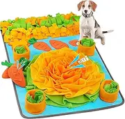 LorZacio Dog Snuffle Mat, 28" x 16.5", Puzzle Toy for Dogs, Encourages Natural Foraging, Yellow