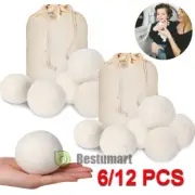 Wool Dryer Balls 6/12 Packs Large-100% Virgin New Zealand Wool Fabric Softener