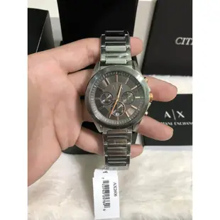 【可面交】ARMANI EXCHANGE AX2606 三眼 計時 鋼錶帶 男錶 女錶 基隆大錶哥 AX 金色 手錶