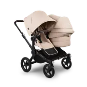 Bugaboo Donkey 5 Duo bassinet and seat pram Desert Taupe sun canopy, Desert Taupe fabrics, black chassis