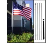 13ft Black Silver White Aluminum Outdoor Standing Flag Poles with Ground Spike
