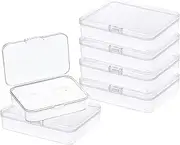 6 Pcs Mini Plastic Storage Containers Box with Lid, 3.5x2.4 Inches Clear Rectangle Box for Collecting Small Items, Beads, Game Pieces, Business Cards, Crafts Accessories